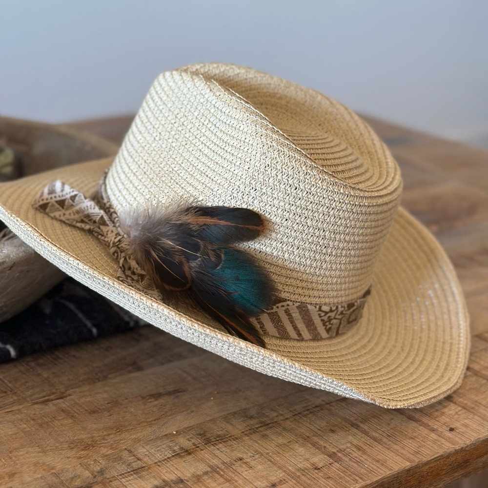 Straw Pinch Crown Western Cowboy Hat
